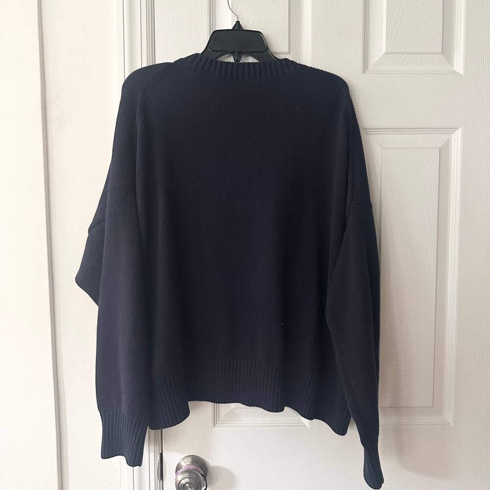 Quince Navy Blue Cotton Heavy Knit American Flag USA Patriotic Sweater XL - Picture 8 of 8